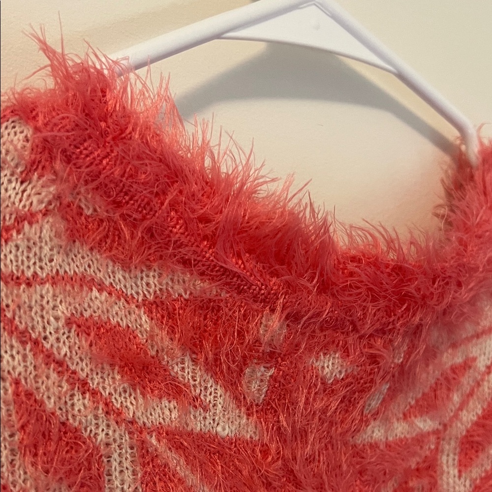Active Basic Coral And White Snowflake Sweater - image 3